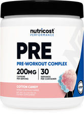 Nutricost envase frontal mostrando 30 servicios y beneficio energizante