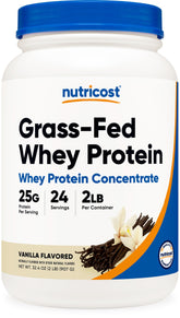 Nutricost frasco frontal Vainilla mostrando diseño y tamaño, claro beneficio de confianza