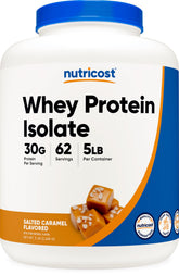 Nutricost Whey vista frontal del envase que muestra sabor y peso, ideal para planificar porciones