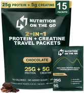 Nutrition On The Go frente del sobre chocolate muestra conveniencia portátil