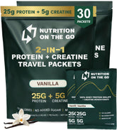 Nutrition On The Go sobre frontal sabor vainilla mostrando conveniencia