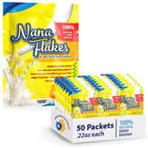 Nutritional Designs Nana Flakes frente del empaque mostrando caja compacta y organización