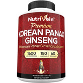 Nutrivein frasco frontal de Korean Red Panax Ginseng muestra presentación y potencia