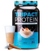 Nutrology envase frontal resaltando 25 g proteína y sabor vanilla latte cinnamon