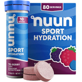 Nuun Tri Berry envase frontal mostrando portabilidad y conveniencia
