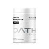 Oath Nutrition envase frontal sin sabor, etiqueta clara y beneficios de pureza