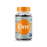 OM MUSHROOM SUPERFOOD envase frontal con gominolas arándano y certificación orgánica