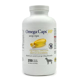 OMEGA-CAPS ES envase frontal mostrando beneficios para piel y pelaje