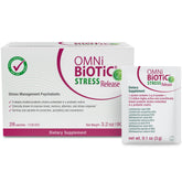 OMNi BiOTiC empaque frontal mostrando 28 sobres y beneficio de fórmula práctica