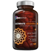 OmniBiotics envase frontal mostrando 120 tabletas y beneficios claros