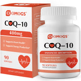 OMOGS frasco CoQ10 frontal mostrando presentación y beneficio de pureza