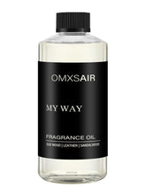 omxsair frasco frontal de 500ml mostrando diseño elegante y volumen práctico