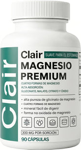 Optifusion Clair frontal del empaque mostrando 4 tipos de magnesio y claridad del producto