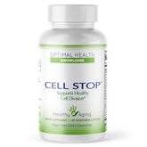 Optimal Health Knowledge CELL STOP frente del envase mostrando etiqueta y beneficios