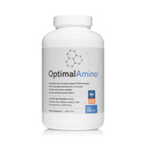 OptimalAmino envase frontal mostrando diseño y cantidad 150 tabletas, conveniencia