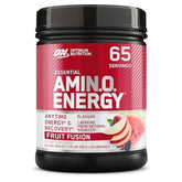 Optimum Nutrition envase frontal mostrando sabor Fruit Fusion y beneficios rápidos