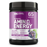 Optimum Nutrition envase frontal Concord Grape mostrando 65 servicios y beneficios