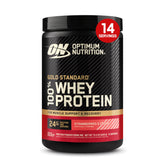 Optimum Nutrition envase frontal Fresas y Crema mostrando diseño y tamaño