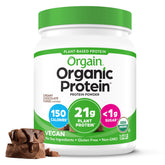 Orgain envase frontal que muestra sabor y tamaño con confianza