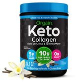 Orgain envase frontal Keto Collagen vainilla mostrando el diseño del producto y beneficio práctico