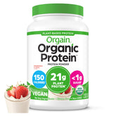 Envase Orgain Fresas & Crema mostrando diseño y beneficios claros