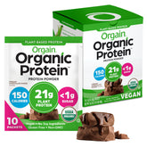 Orgain empaque frontal Chocolate Fudge mostrando sabor y conveniencia