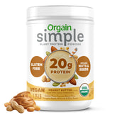 Orgain empaque frontal sabor Peanut Butter mostrando la etiqueta limpia y orgánica