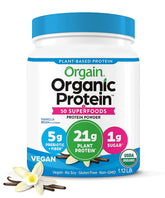 Orgain empaque vainilla mostrando diseño y beneficio nutritivo