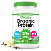 Orgain envase frontal Vainilla con etiqueta clara y beneficios visibles