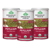 ORGANIC INDIA empaque frontal mostrando el polvo y beneficios de fibra