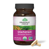 ORGANIC INDIA frasco frontal mostrando 180 cápsulas y sello orgánico