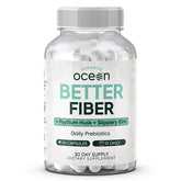 Organics Ocean botella frontal mostrando el envase y el beneficio de suplementar fibra