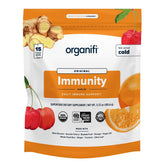 Organifi Immunity frente del empaque mostrando sobres, conveniencia diaria
