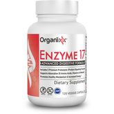 Organixx Enzyme 17 frasco frontal mostrando etiqueta clara y beneficios
