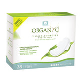 Organyc empaque frontal mostrando 28 toallas y ahorro de espacio