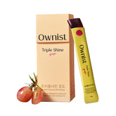Ownist envase frontal mostrando diseño y beneficios para luminosidad