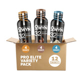 OWYN pack frontal mostrando latas variadas, práctico y alto en proteína
