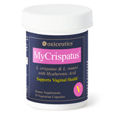 Oxyceutics MyCrispatus frente del empaque mostrando la marca y beneficios clave