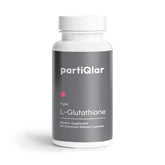 partiQlar frasco frontal mostrando 60 cápsulas y diseño claro, beneficio: confianza en pureza