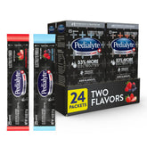 Pedialyte envase frontal mostrando pack variedad y beneficios rápidos