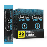 Pedialyte Sport Pro frente del empaque mostrando caja y marca Pedialyte, resalta conveniencia