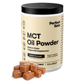 Perfect Keto envase frente mostrando sabor y rótulo, conveniencia diaria