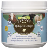 Perfect Supplements envase frontal mostrando colágeno chocolate y beneficio de pureza