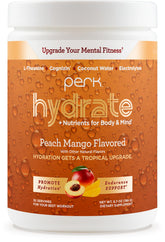 Perk envase frente Peach Mango mostrando diseño y cantidad, fácil identificación