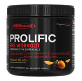 PEScience bote frontal Mango Splash mostrando presentación y beneficio energético