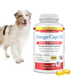 Pet Health Solutions envase frontal de Omega-Caps ES mostrando 250 cápsulas y beneficios