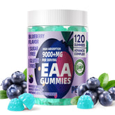 Pets Purest frontal del envase EAA Gummies mostrando beneficios visuales