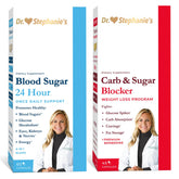Pharmaganics paquete frontal con ambos frascos mostrando presentación y beneficio de soporte