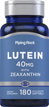 Piping Rock frasco frente mostrando 180 softgels y conveniencia de suministro