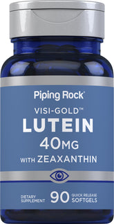 Piping Rock botella frontal mostrando 90 softgels y beneficios de soporte visual